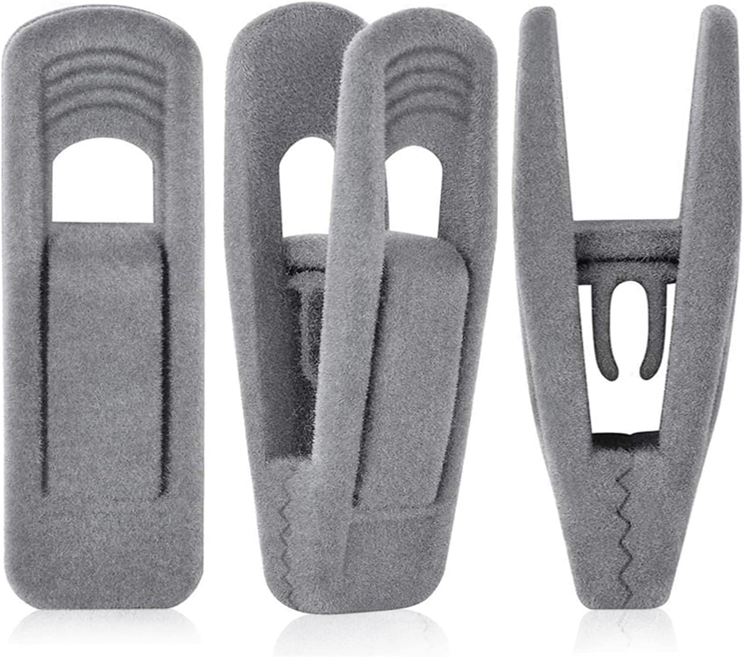 Grey Velvet Hangers Clips (50-Pack), Non-Slip Velvet Skirt Hanger Clips for Velvet Hangers, Strong Finger Clips Perfect for Kids Velvet Hangers Skirt Pant Clothes Gray Velvet Hangers