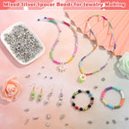 350 Pcs Silver Spacer Beads for Jewelry Making, Mixed Bulk Random Styles Metal - Image 3