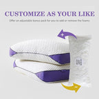 HOMELAB Adjustable Shredded Memory Foam Pillows King Size, Cooling Bed Pillows - Image 3