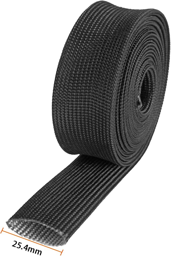 Fiberglass Heat Wrap Wire Shield Sleeve- 1" IDX 10' Adjustable Black Exhaust - Image 2