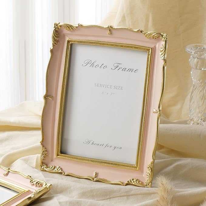 5x7 Pink Picture Frame, Vintage Pink and Gold 5 by 7 Antique Photo Frames - Image 7