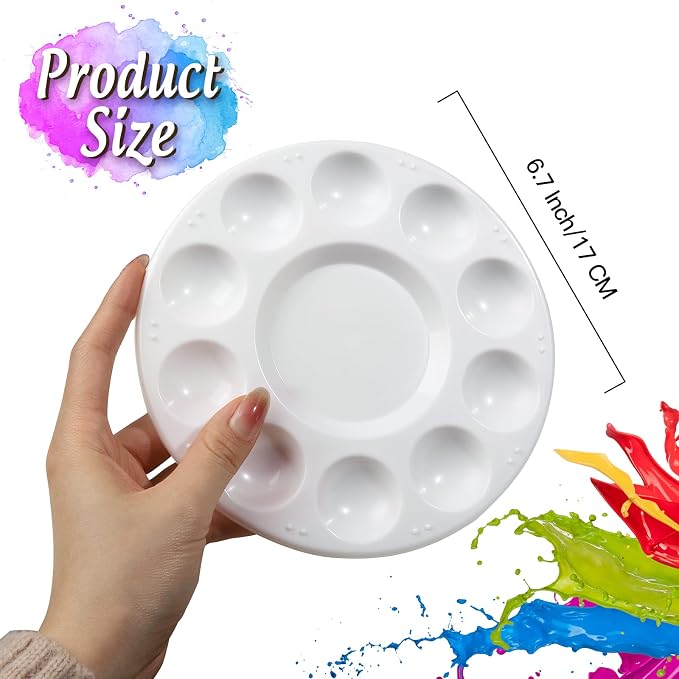FANDAMEI Round Paint Palettes Plastic Paint Tray Palettes, Paint Pallets - Image 2