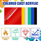 Outus 6 Pieces Colored Acrylic Sheet White 12 x 12 Inch Colorful Clear Sheet - Image 3