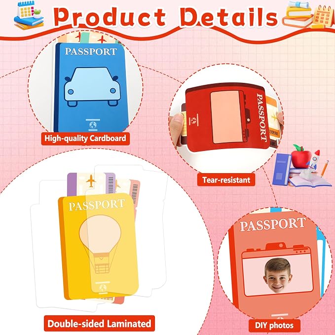 60pcs Passport DIY Cutouts Passport Bulletin Board Decoration Set World Travel - Image 3