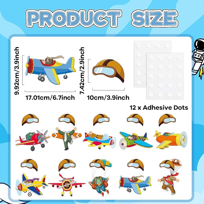 60pcs Pilot Airplane Cutouts Aircraft Bulletin Board Decorations Adventure - Image 2