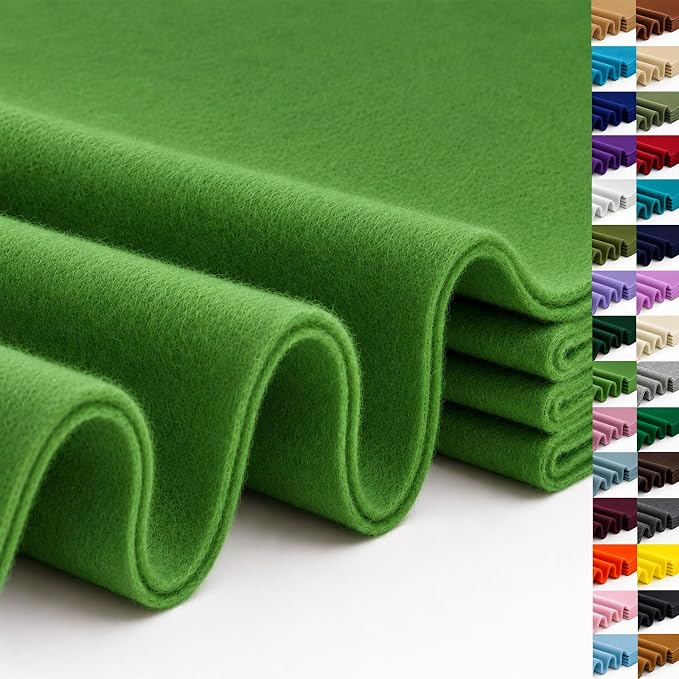 Grass Green Large Felt Fabric 36" x 36", 1.4 mm Soft Felt Sheet, Nonwoven Fabric by ZANEXIR