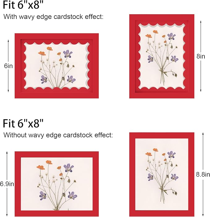 6x8 Picture Frame with Wavy Mat, Wooden Real Glass 6 x 8 Photo Frame - Image 4