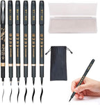 Hand Lettering Pens, Refillable Calligraphy Pens Brush Marker Pens Set Black by Rilanmit
