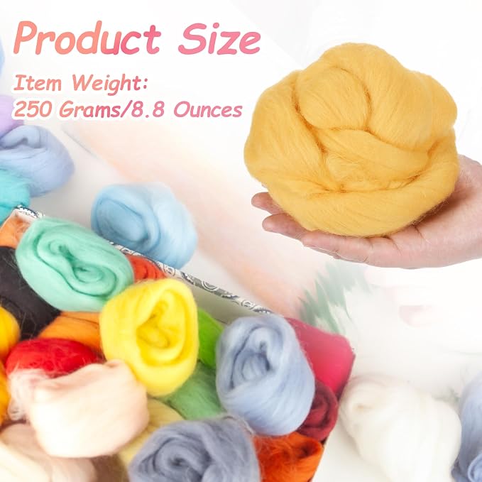 PATIKIL Wool Roving Yarn, 250G/8.8OZ Felting Wool Pure Roving Yarn - Image 2
