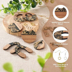 FASHEWELRY 10Pcs Resin Wood Earrings Charms Teardrop Flat Round Wooden Earring - Image 5