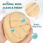 uxcell Needle Felting Wool, 8.5 Oz Nature Fibre Wool Yarn Roving - Image 2