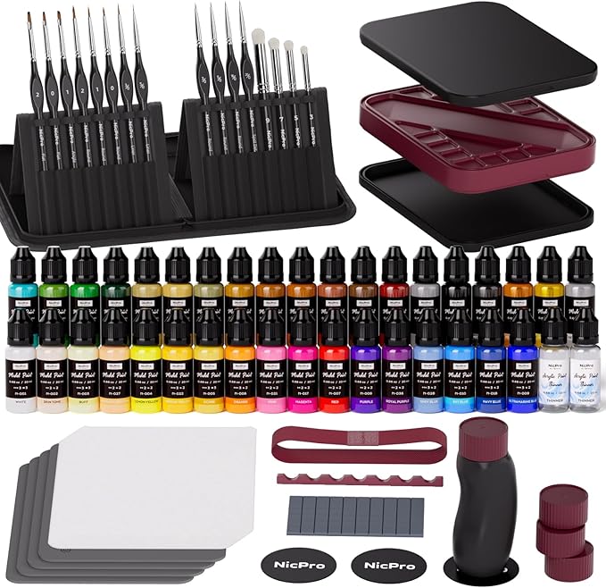Nicpro All-in-One Miniature Painting Kit, Including 36 Colors Model Paint by Nicpro