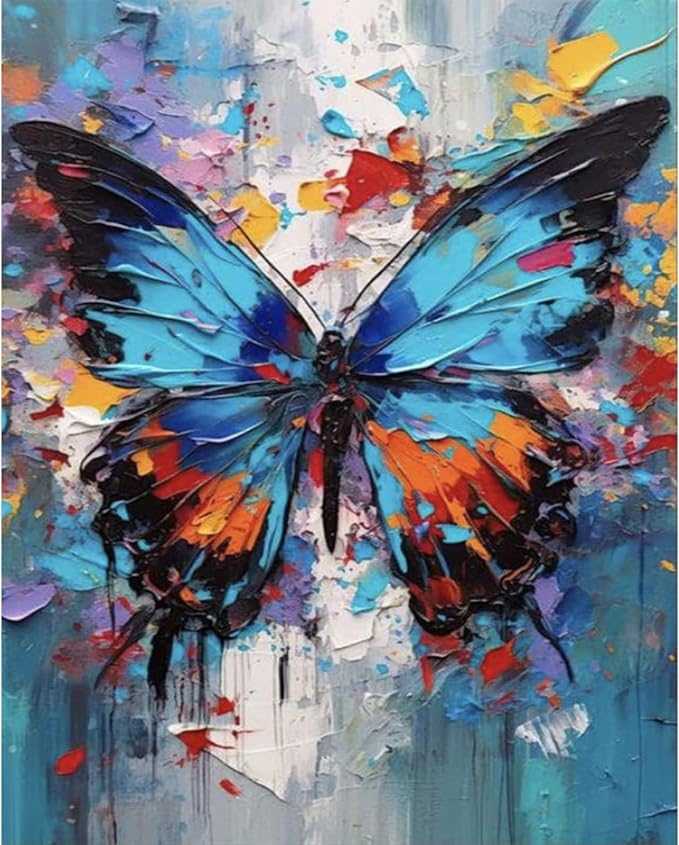 Fountor Paint by Numbers Kit for Adults Beginner, DIY Butterfly Adult Paint by by Fountor