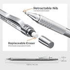 Nicpro 45PCS Black & Silver Metal Mechanical Pencil Set in Leather Case - Image 3