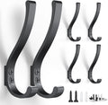 6-Pack Heavy Duty Coat Hooks for Wall Mount - Durable Wall-Mounted Hooks for Hanging Coats, Backpacks & Bookbags, Rust-Resistant Coat Hanger Hooks for Entryway, Garage, Dorm
