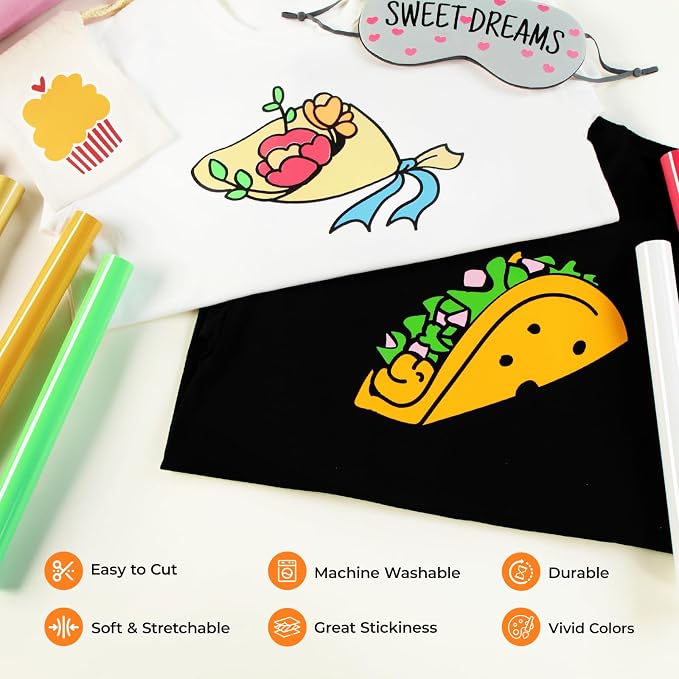 JANDJPACKAGING Neon Orange Heat Transfer Vinyl, HTV - Image 3