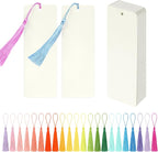 75 pcs Blank Bookmarks with Colorful Tassels – 350gsm Cardstock Bookmark Blanks by KaloTidy