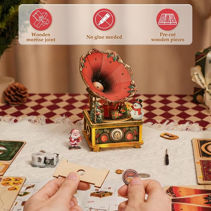 3D Puzzles for Adults Vintage Gramophone Music Box - Image 6