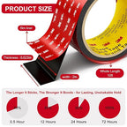 3M Double Sided Tape Heavy Duty 1in x 10ft, Heavy Duty Removable Mounting Tape - Image 3