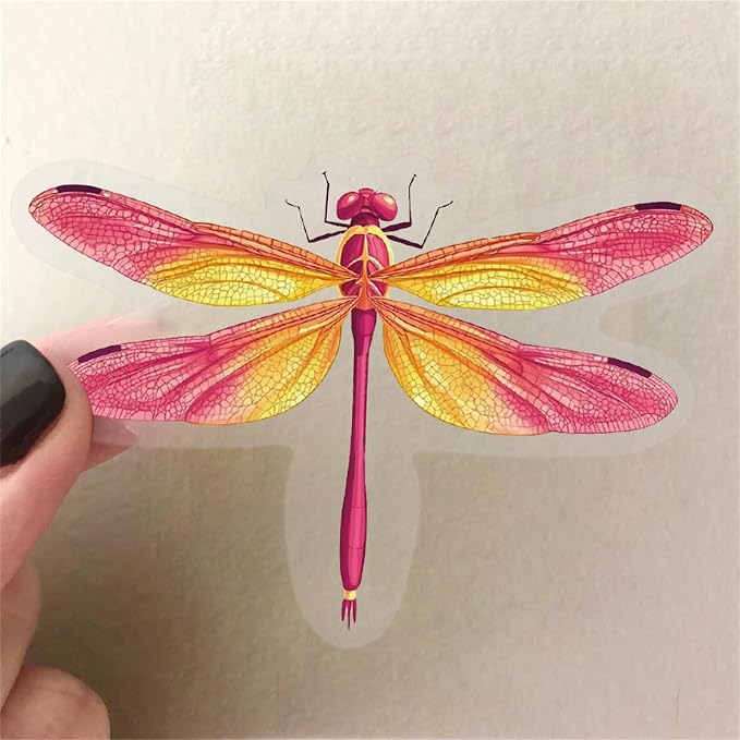50Pcs Dragonfly Stickers for Scrapbooking, PET Transparent Decorative Stickers - Image 3