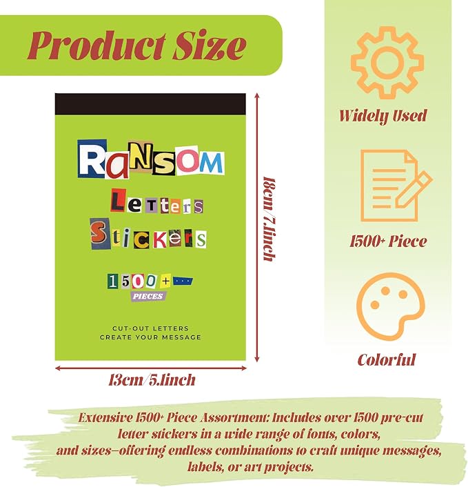 Letter Stickers Book-Scrapbook Supplies | 1500Pcs Vintage Ransom Alphabet - Image 5