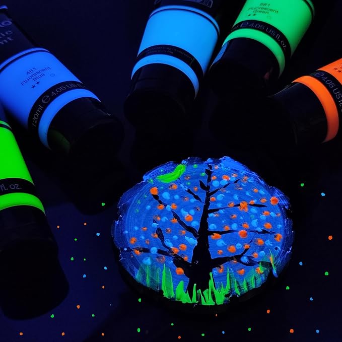 Artecho Green Glow in the Dark Acrylic Paint Set, 120ml / 4.05oz | Non-Toxic - Image 5