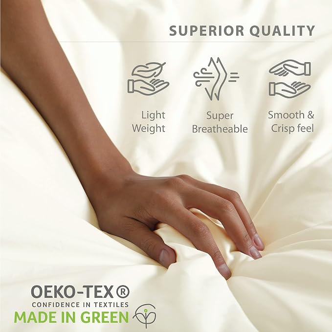 Linen Home 100% Cotton Percale Sheets Full Size, Deep Pocket, 4 Pieces Set - Image 7