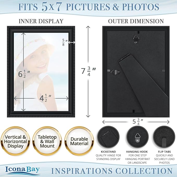 Icona Bay 5x7 Picture Frames, 6 Pack, Contemporary, Inspirations | These Icona - Image 3