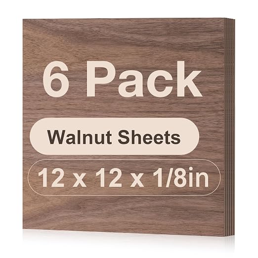 6 Pack Walnut Plywood Sheets, 3mm Plywood by Wowood
