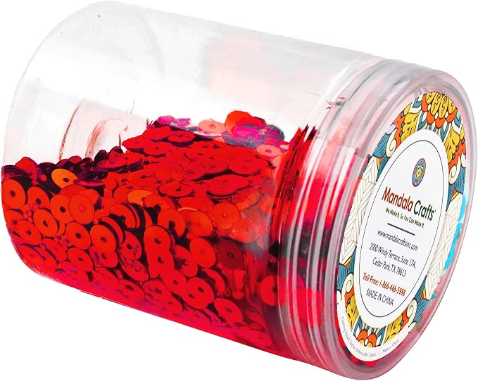 Mandala Crafts 6mm Flat Round Red Sequins - Image 4