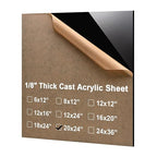 KINLINK 20x24 Plexiglass Sheets 1/8 inch Thick - 3mm Black Cast Acrylic Sheet by KINLINK