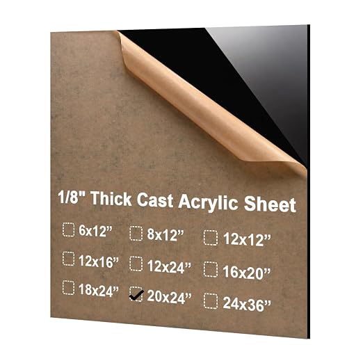 KINLINK 20x24 Plexiglass Sheets 1/8 inch Thick - 3mm Black Cast Acrylic Sheet by KINLINK