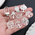 WOCRAFT 60pcs Bright Silver Tree Leaf Charms Bracelet Charms - Image 2