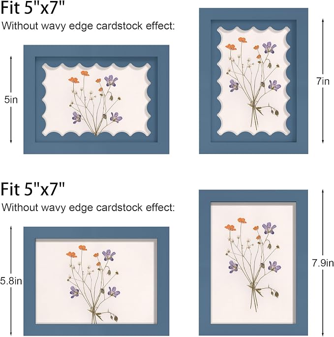 5x7 Picture Frame with Real Glass, Wooden cute 5 x 7 Photo Frame with Wavy Mat - Image 3