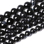36PCS 10mm Natural Black Striped Agate Beads Gemstone Round Loose Beads by NaturalStoneBeads