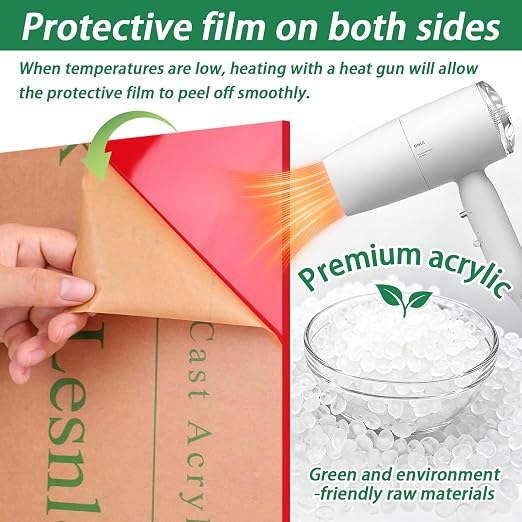 Lesnlok 12 x 16 Red Acrylic Sheets 1/4 inch Thick 6mm Cast Plexiglass Sheets - Image 4