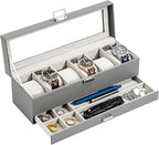ProCase Watch Box, 6 Slot Watches Display Case by ProCase
