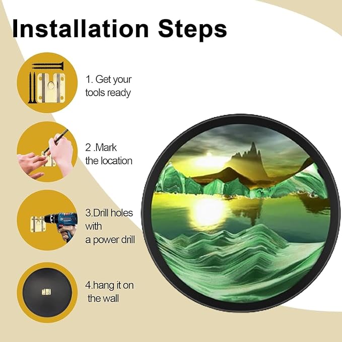 TNSLGHS Moving Sand Art, Wall Mounted Sand Art Liquid Motion, 360°Rotate Moving - Image 4