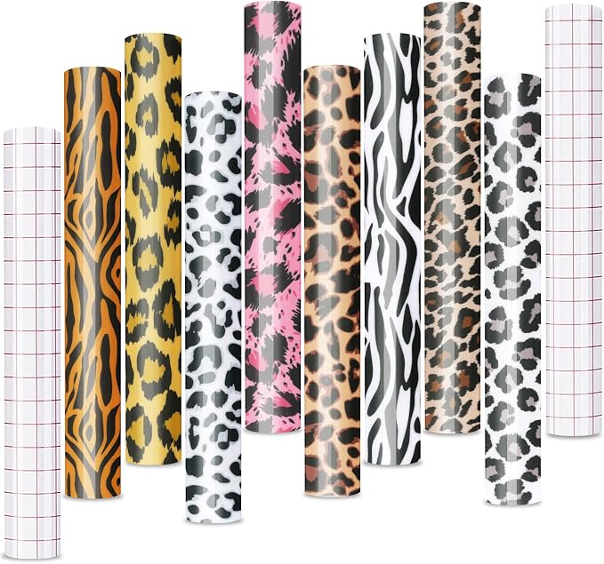 Tintnut Leopard Permanent Vinyl 8 Sheets 12"x10" Permanent Adhesive Vinyl | by Tintnut