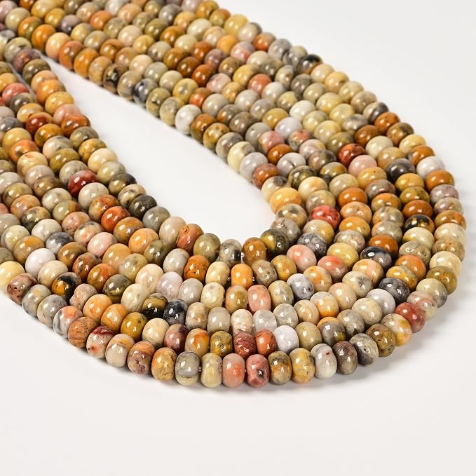 ICAI Natural 5x8mm Rondelle Beads, Abacus Disk Stone Spacer Beads - Image 4