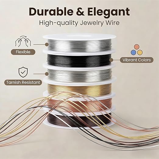 6 Rolls 24 Gauge Copper Jewelry Wire Kit Non-Tarnish - Image 4