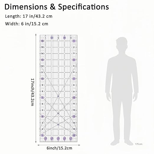 Sewing Ruler, 6“ * 17” Quilting Rulers, Acrylic Ruler, Cutting Ruler - Image 2