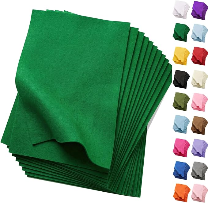 Soft Emerald Green Felt Fabric Sheets by FANOMMI