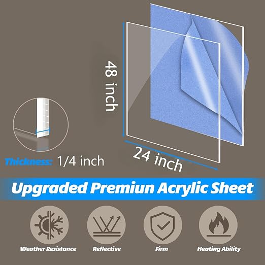 24x48 Plexiglass Sheets 1/4 inch Thick Clear 24x48 Acrylic Plexiglass Sheet 1/4 - Image 2