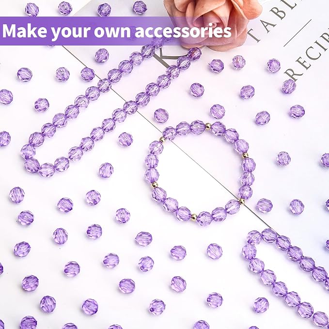 BONNY BOXX 500pcs 8mm Acrylic Faceted Round Crystal Beads Transparent Light - Image 4
