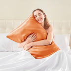 BEDELITE Satin Pillowcase with Zipper 2 Pack, Burnt Orange Pillow Cases - Image 2