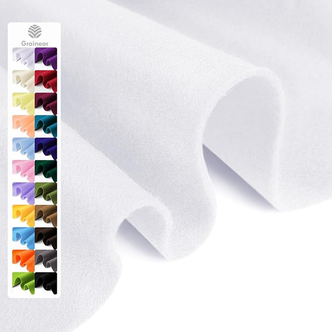 White Soft Felt Fabric Sheet, 1.6mm Thick by Grainear