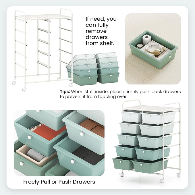 BECOMFORT 10-Drawer Rolling Cart - Image 5