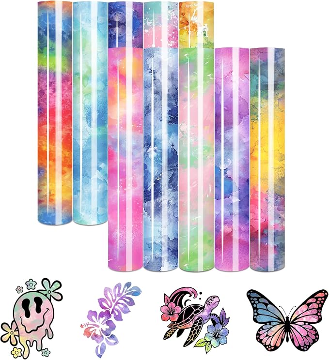 Tintnut Spring Tie Dye Heat Transfer Vinyl, PU HTV sheets, easy cut & weed - Image 2