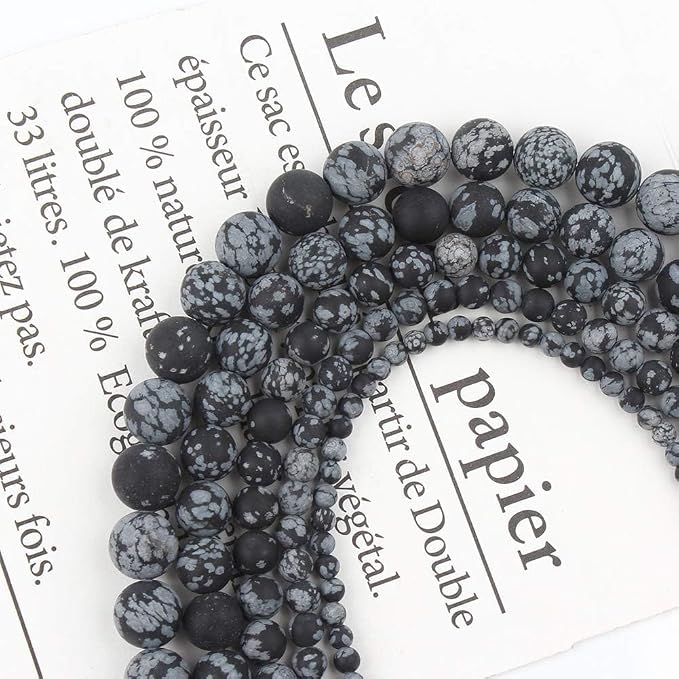 8mm Matte Snowflake Obsidian Bead, 15-Inch Matte Round Loose Stone Beads - Image 5
